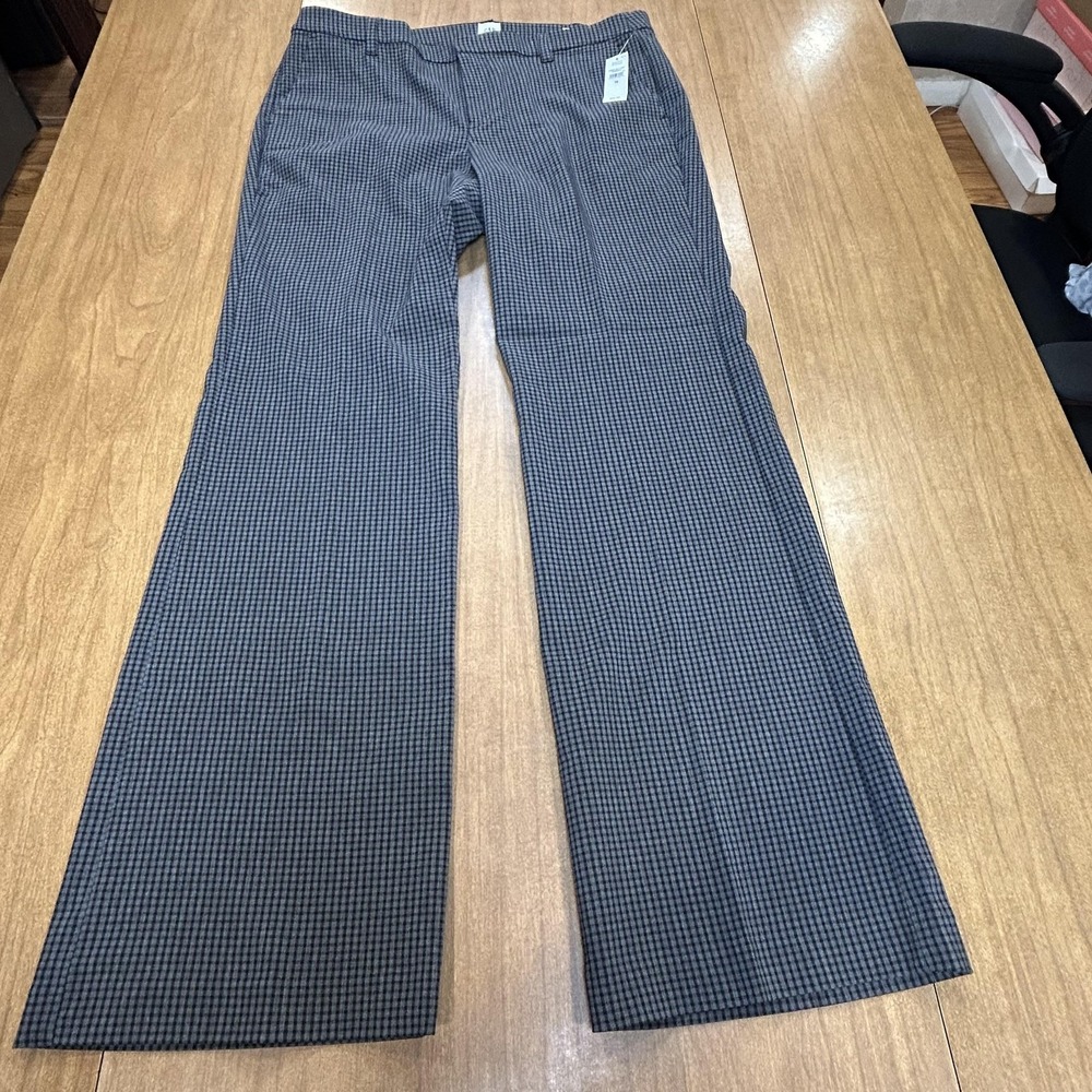 Gap Dress Pants Womens 14 Gray Check Twill Classic Straight Leg‎ Office NWT